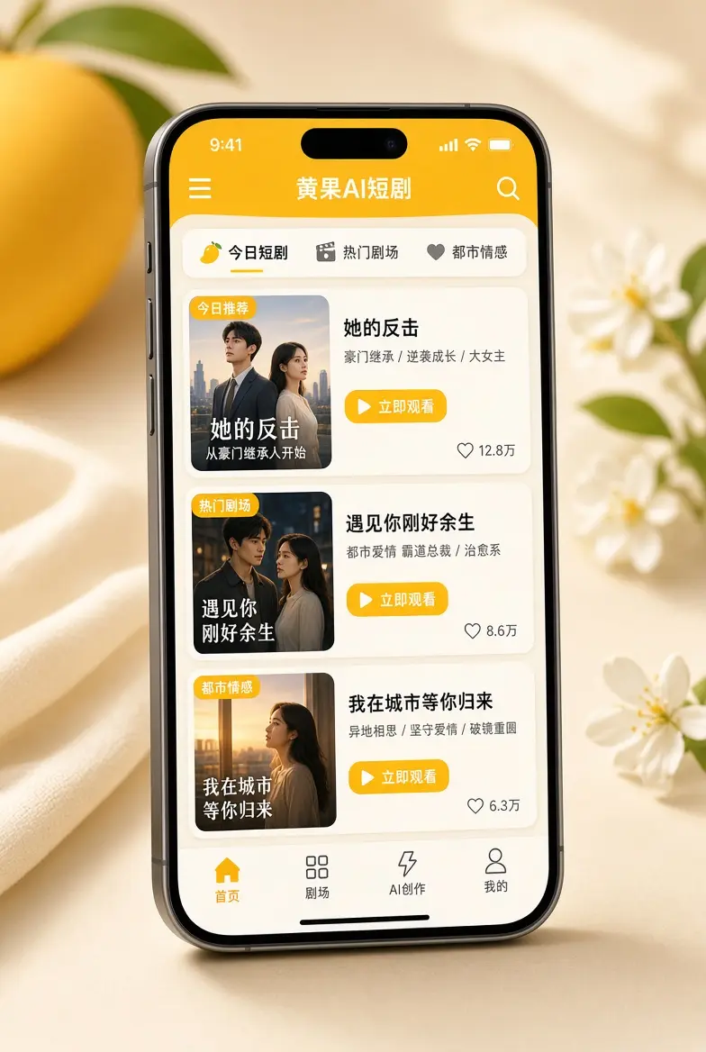 黄果AI短剧手机阅读示意